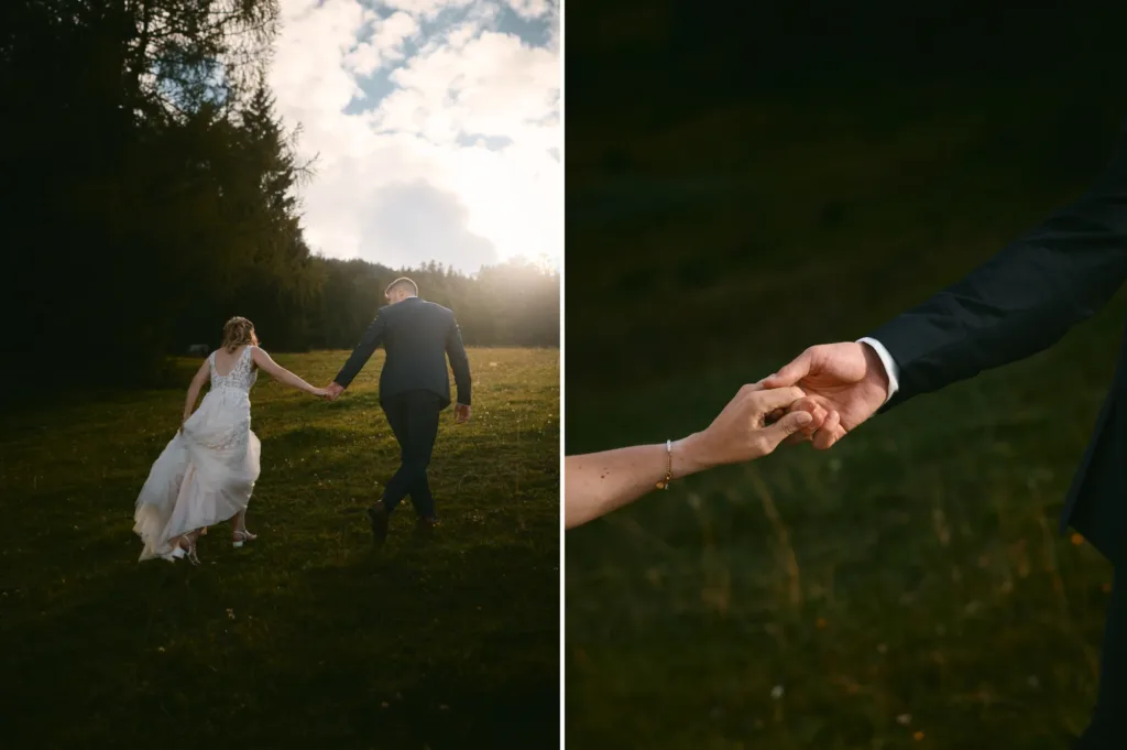 Küsse des Brautpaares vor Alpenpanorama